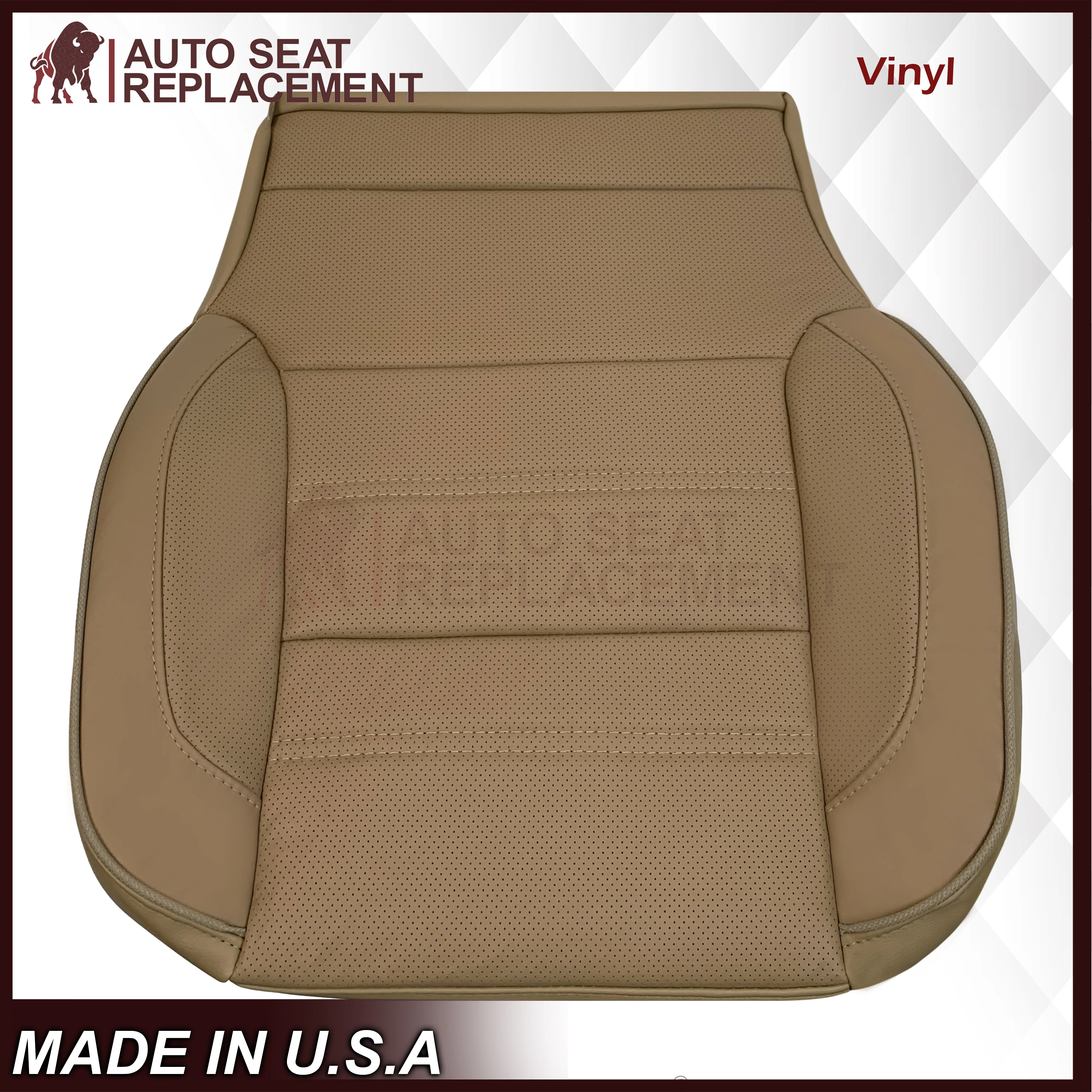 2014-2019 GMC Sierra Denali Perforated Genuine Leather Replacement Seat Cover In Dune Tan - Image 5