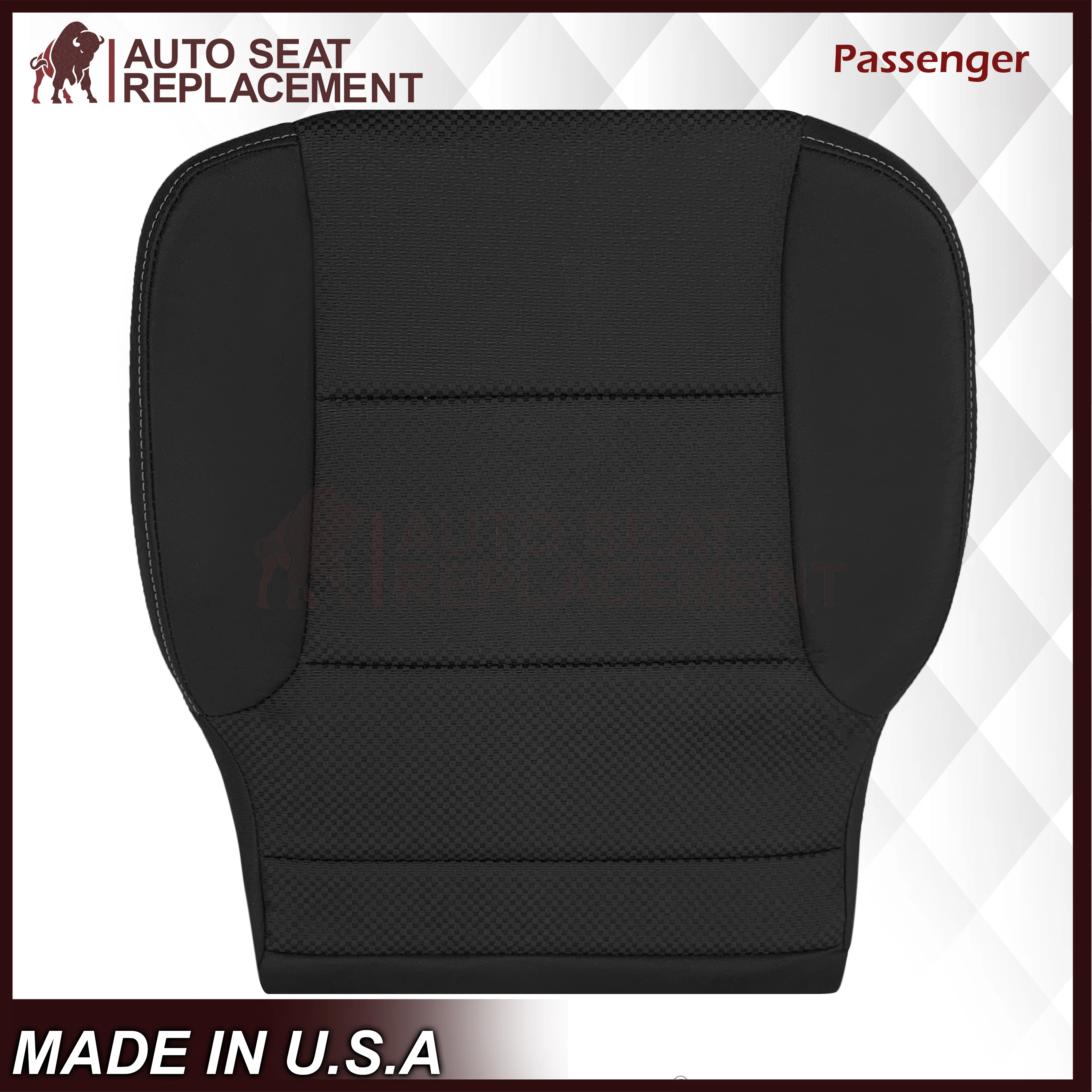 2014-2019 GMC Sierra W/T Base Work Truck Replacement Cloth Seat Cover: Black - Image 10