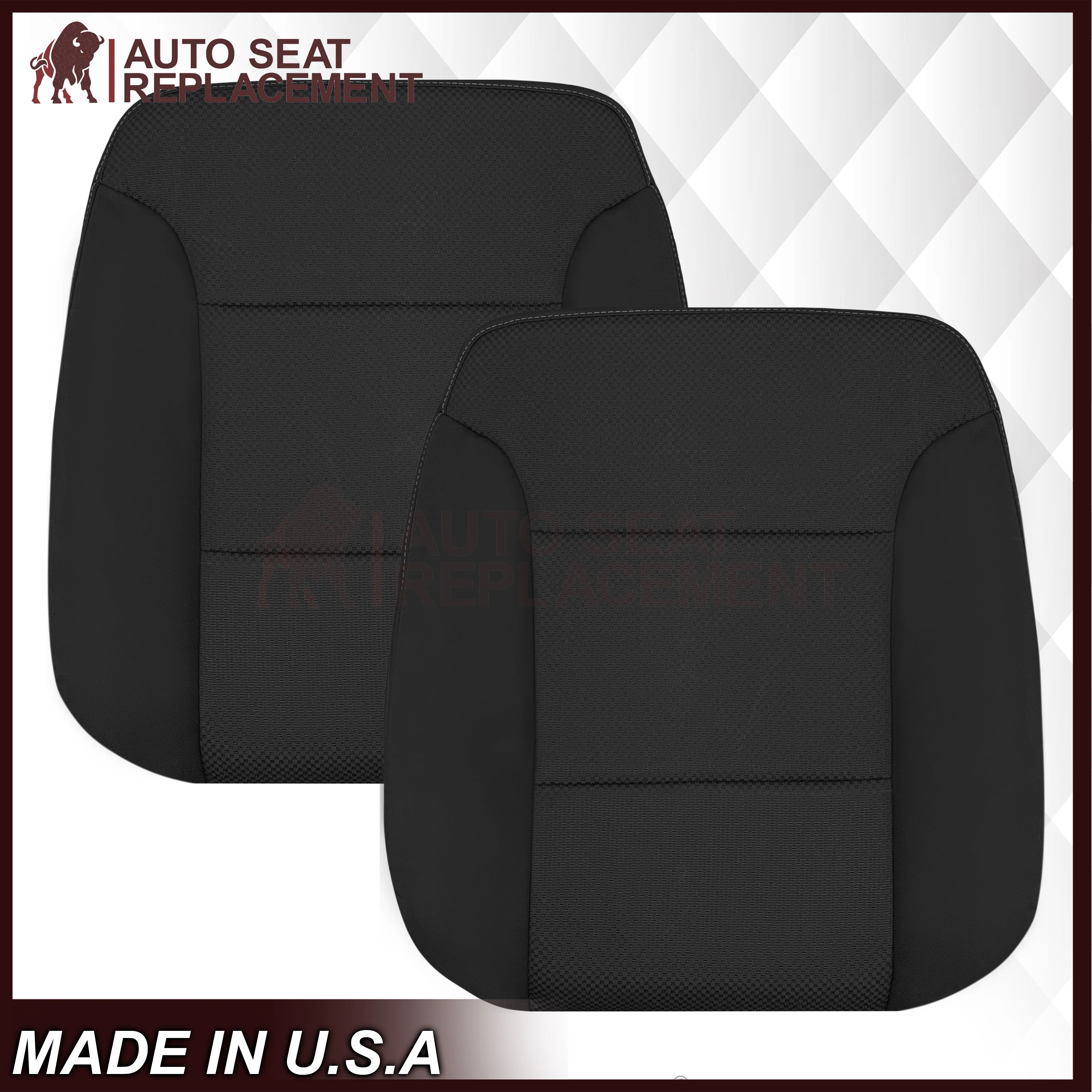 2014-2019 GMC Sierra W/T Base Work Truck Replacement Cloth Seat Cover: Black - Image 12