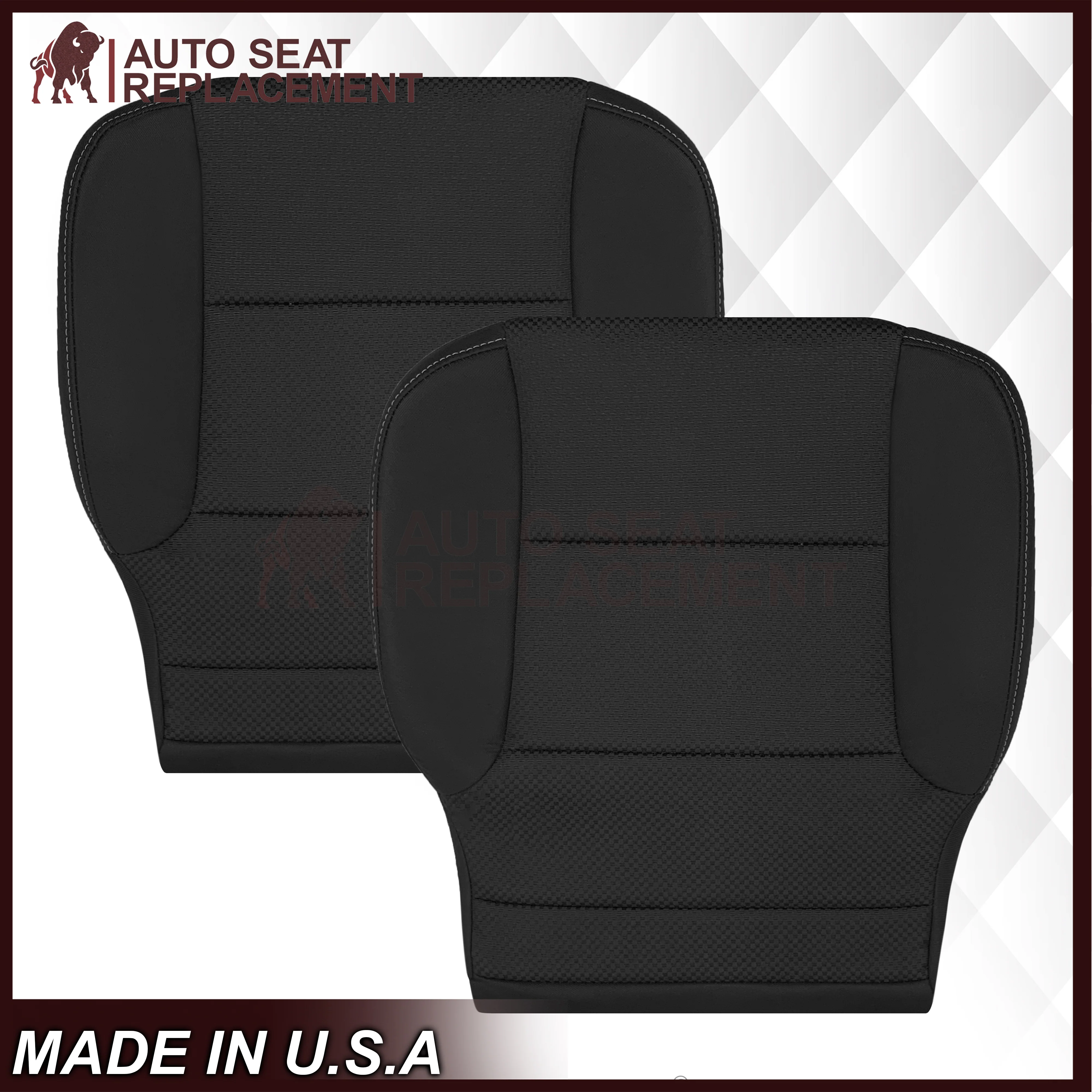2014-2019 GMC Sierra W/T Base Work Truck Replacement Cloth Seat Cover: Black - Image 14