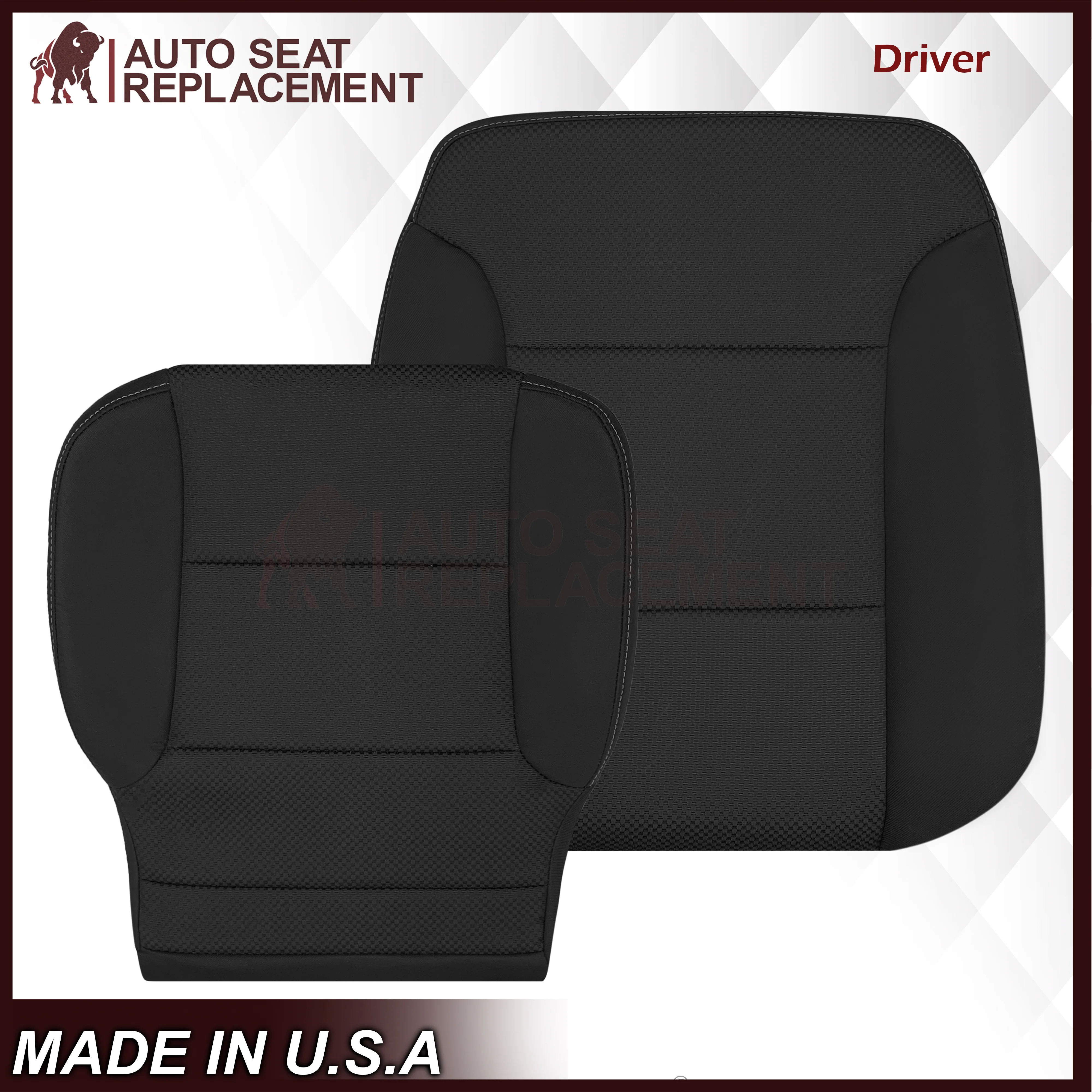 2014-2019 GMC Sierra W/T Base Work Truck Replacement Cloth Seat Cover: Black - Image 16