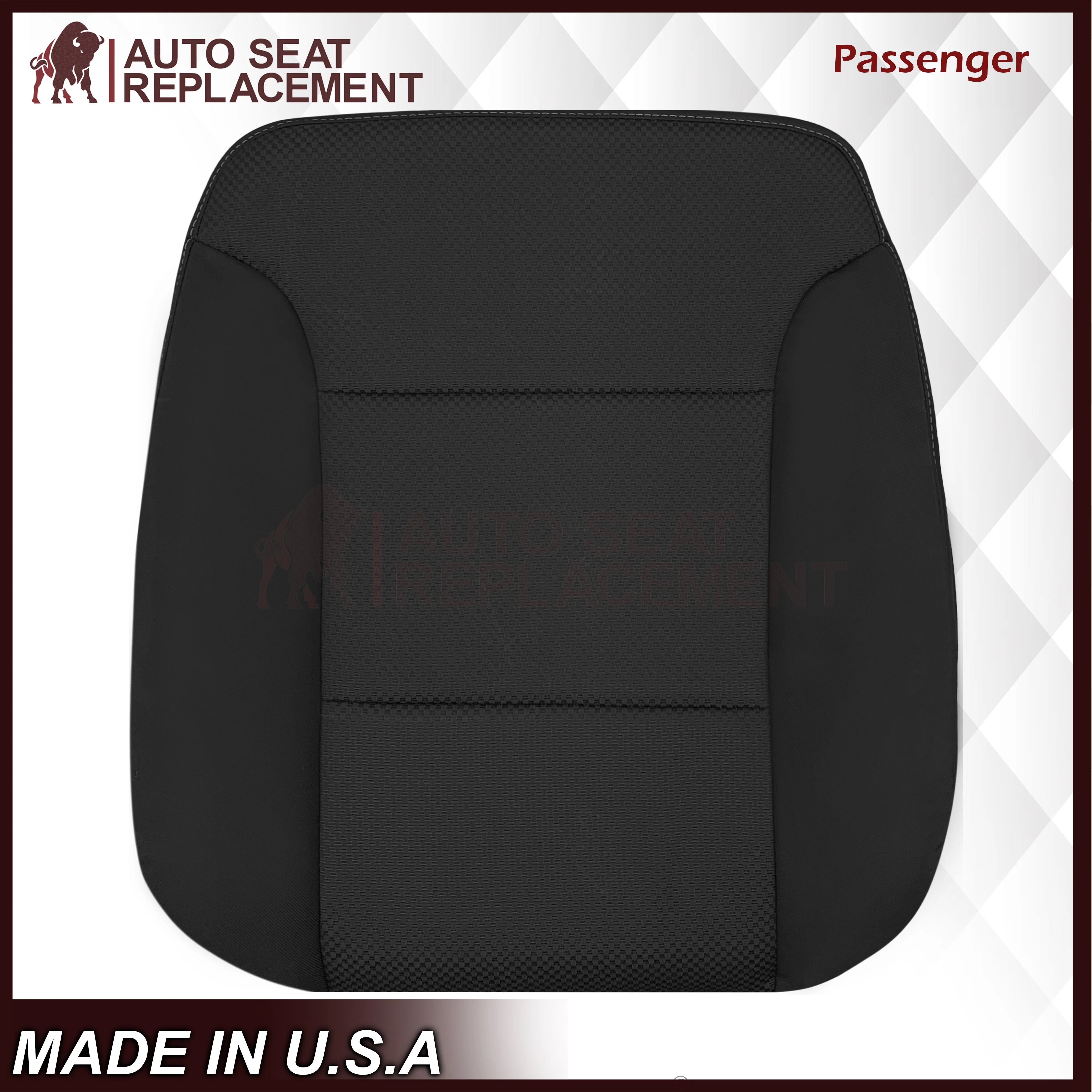 2014-2019 GMC Sierra W/T Base Work Truck Replacement Cloth Seat Cover: Black - Image 17