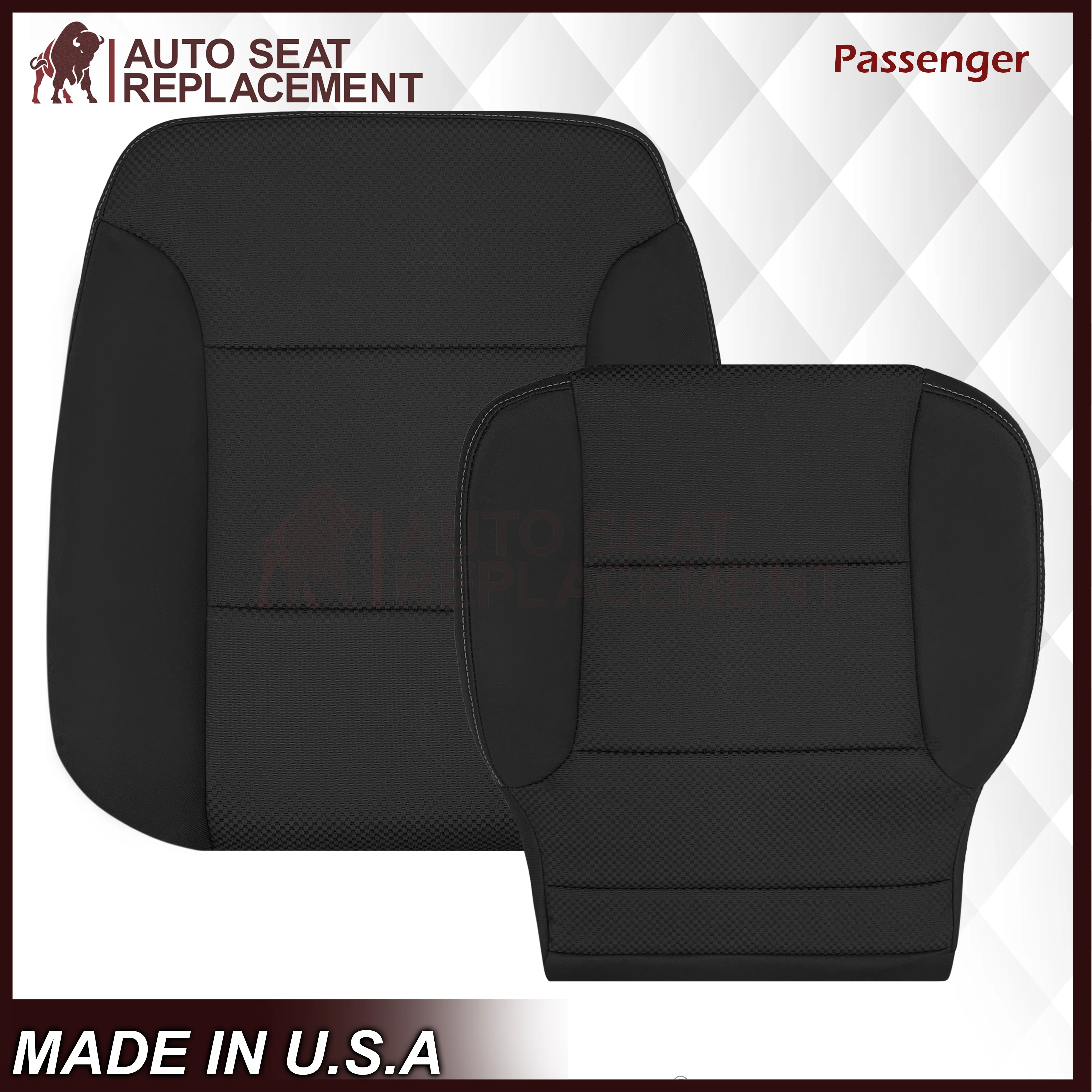 2014-2019 GMC Sierra W/T Base Work Truck Replacement Cloth Seat Cover: Black - Image 19