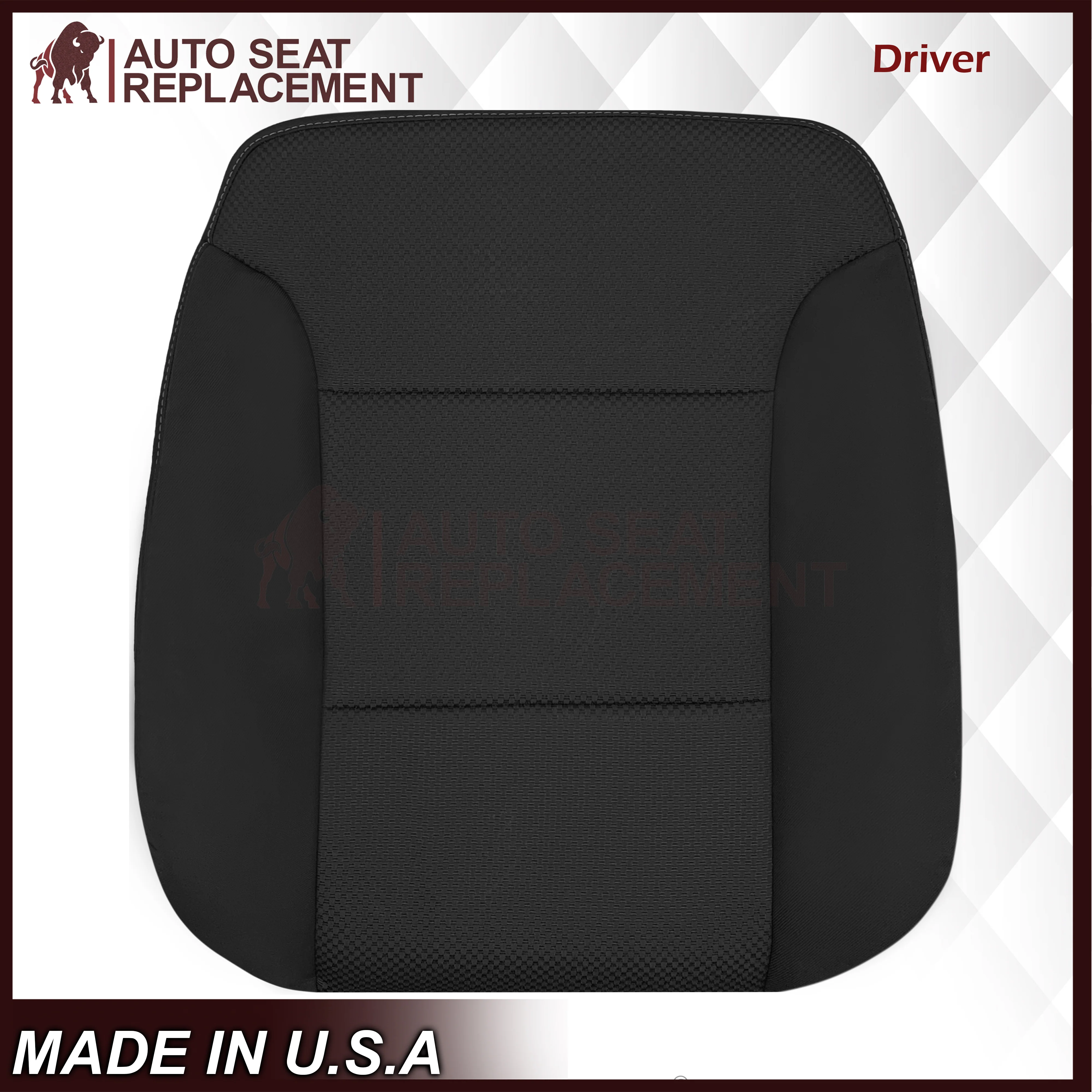 2014-2019 GMC Sierra W/T Base Work Truck Replacement Cloth Seat Cover: Black - Image 22