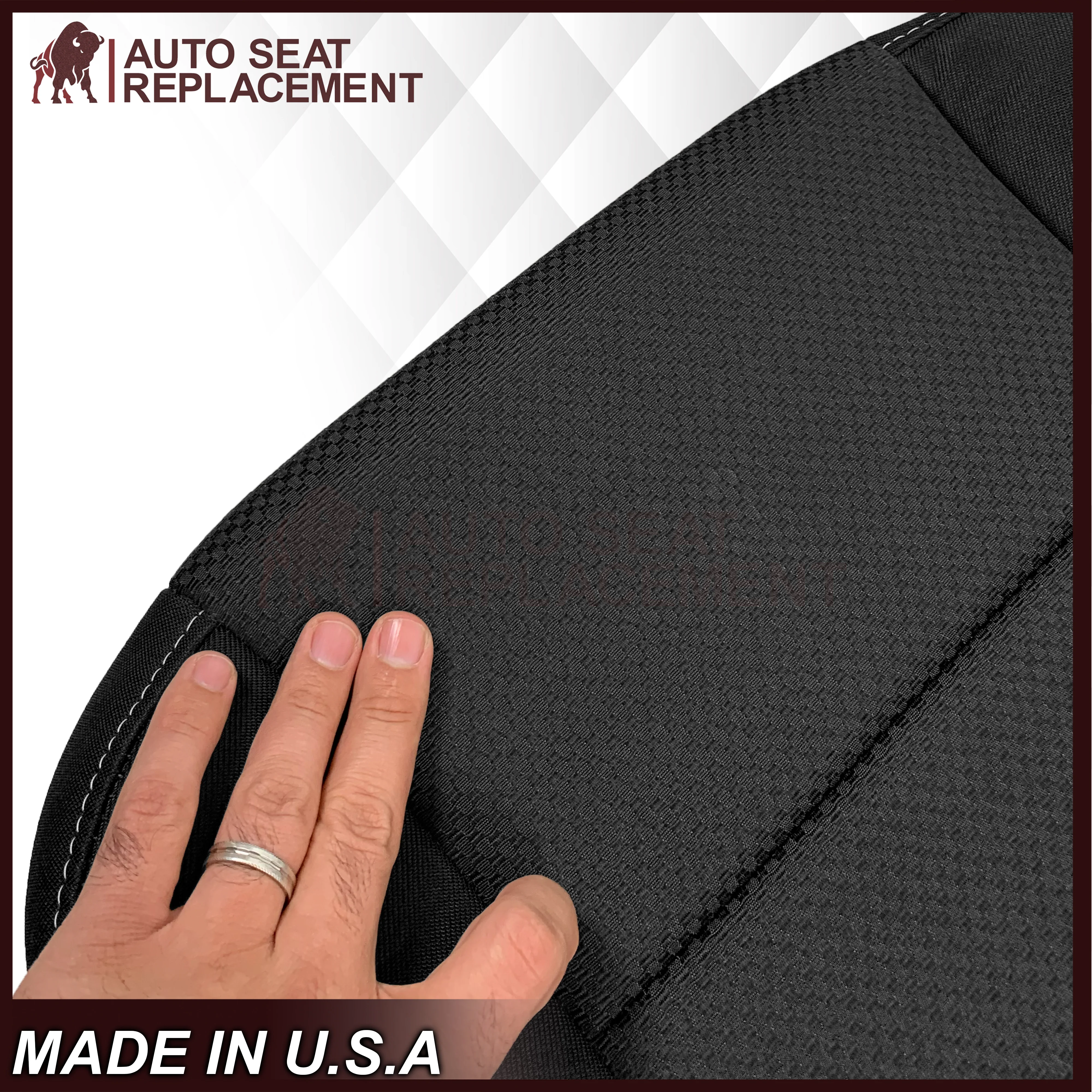 2014-2019 GMC Sierra W/T Base Work Truck Replacement Cloth Seat Cover: Black - Image 5