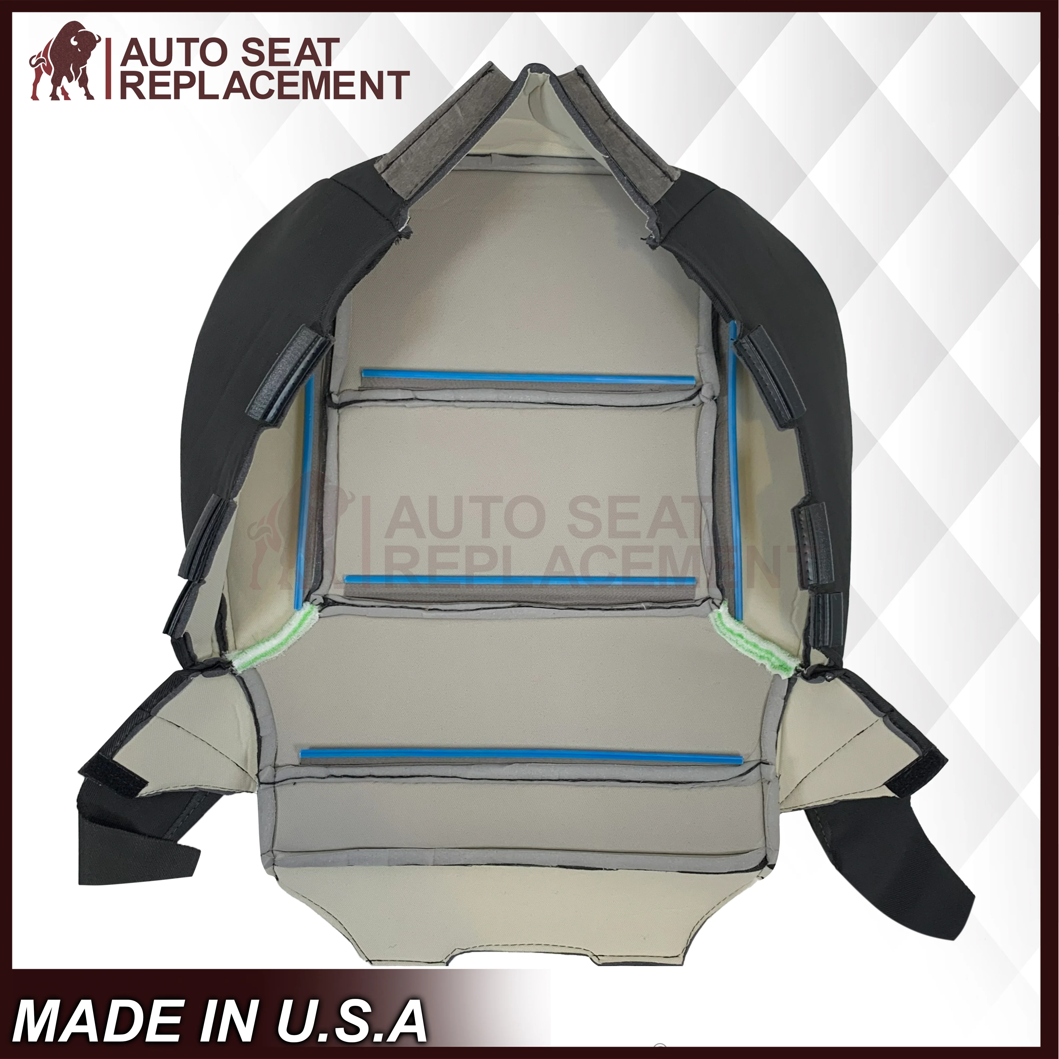 2014-2019 GMC Sierra W/T Base Work Truck Replacement Cloth Seat Cover: Black - Image 7