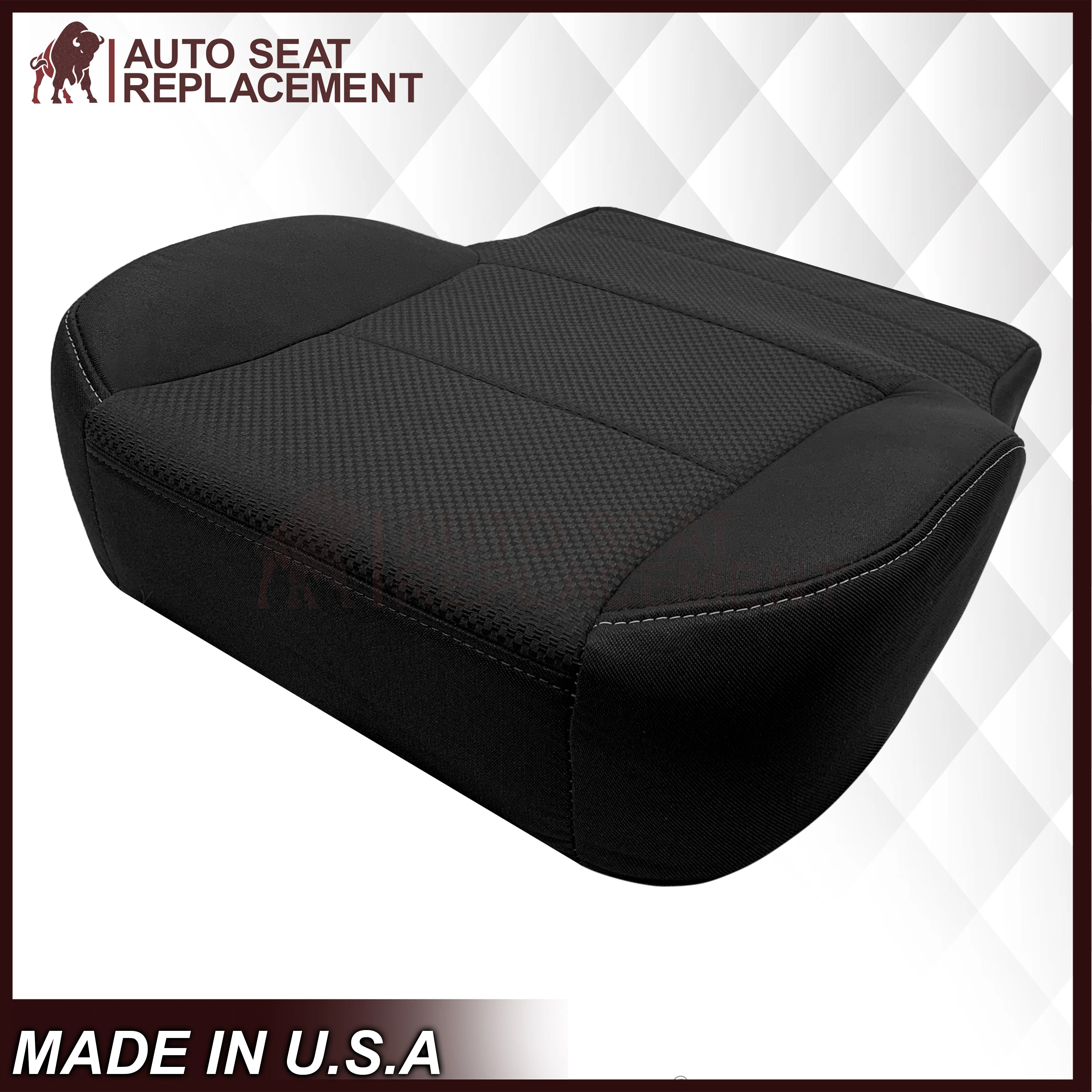 2014-2019 GMC Sierra W/T Base Work Truck Replacement Cloth Seat Cover: Black - Image 8