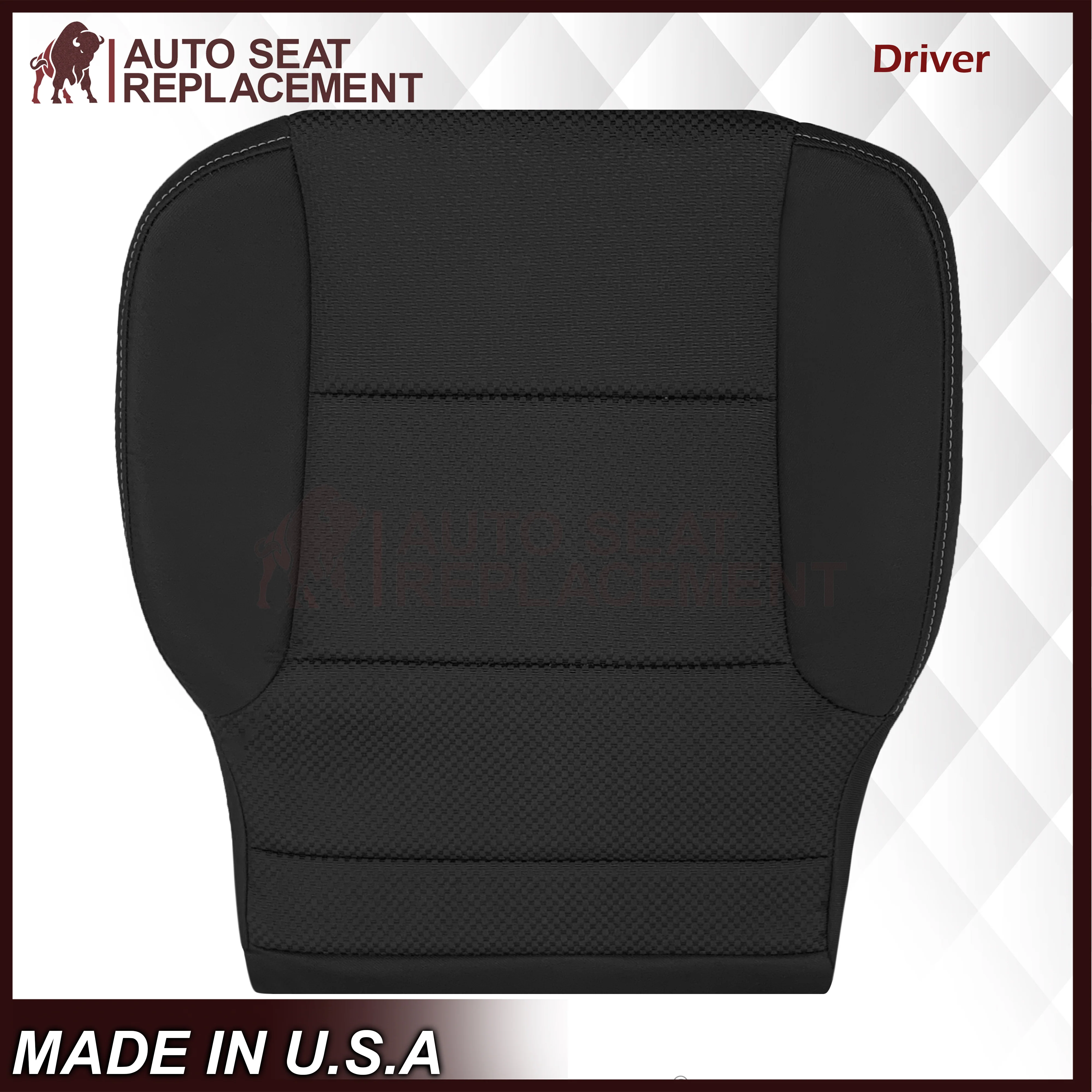 2014-2019 GMC Sierra W/T Base Work Truck Replacement Cloth Seat Cover: Black - Image 9