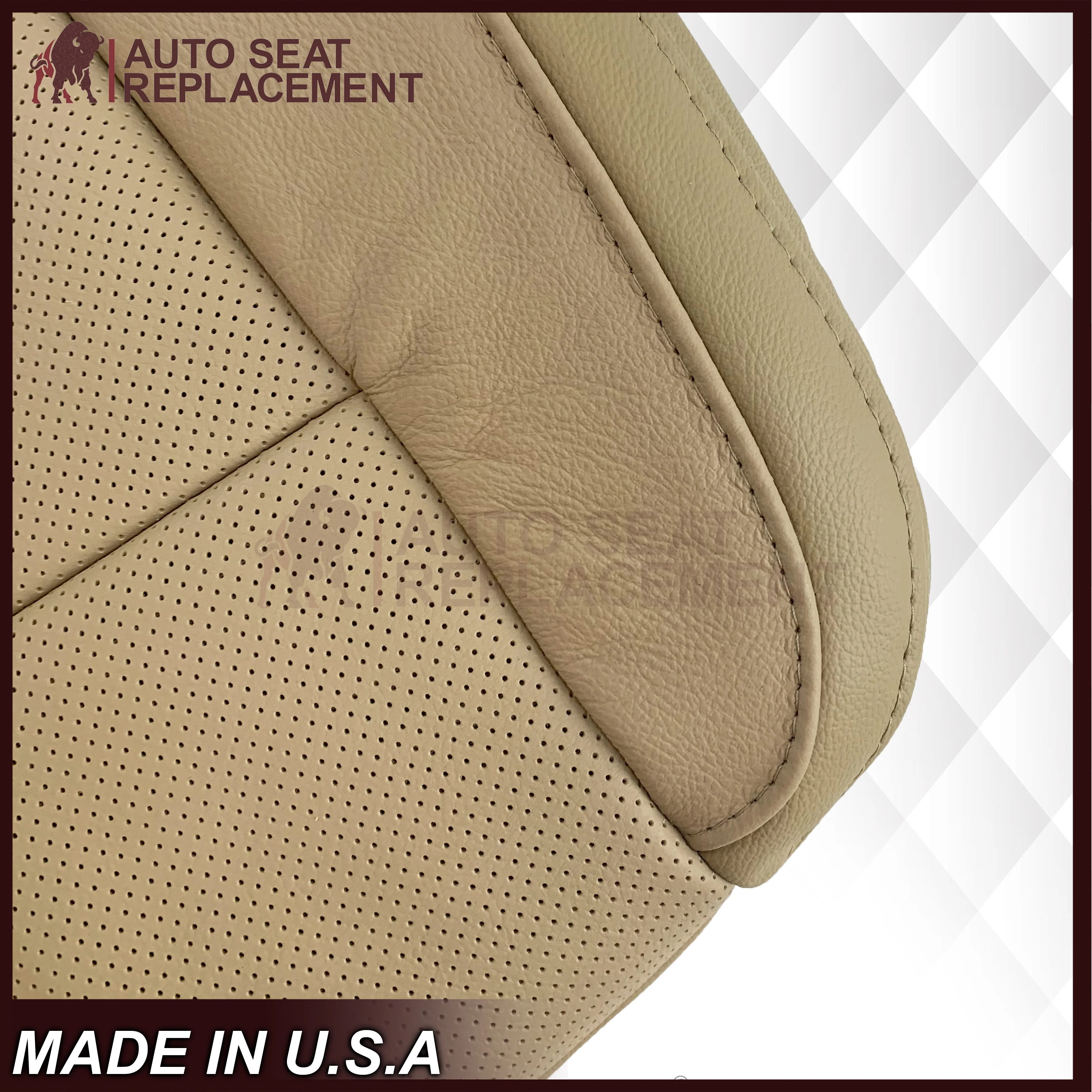 2015-2017 Ford F-150 Lariat Light Cashmere Tan Replacement Seat Covers in Genuine Leather or Synthetic Leather - Image 3