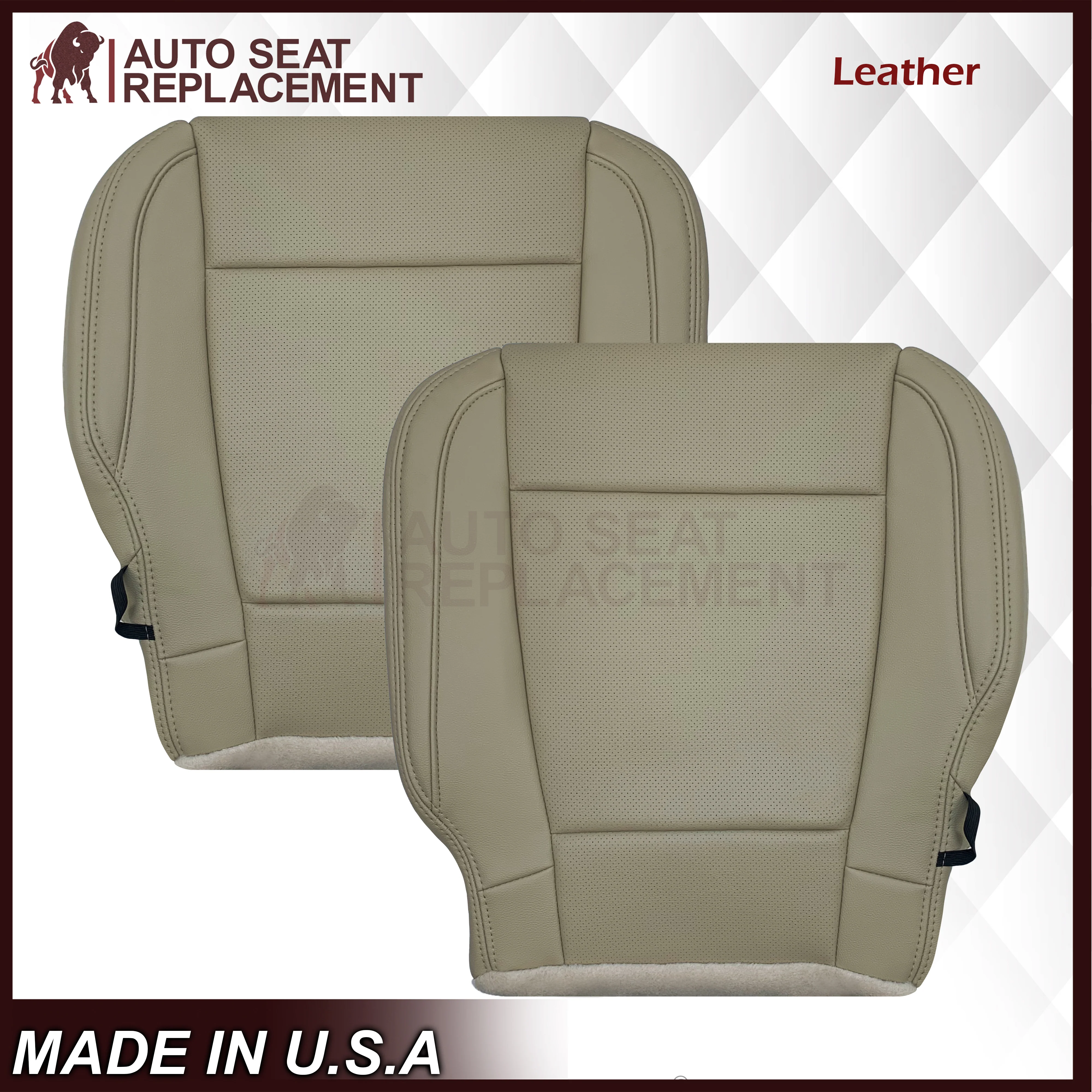 2015-2017 Ford F-150 Lariat Light Cashmere Tan Replacement Seat Covers in Genuine Leather or Synthetic Leather: Choose your pieces - Image 17