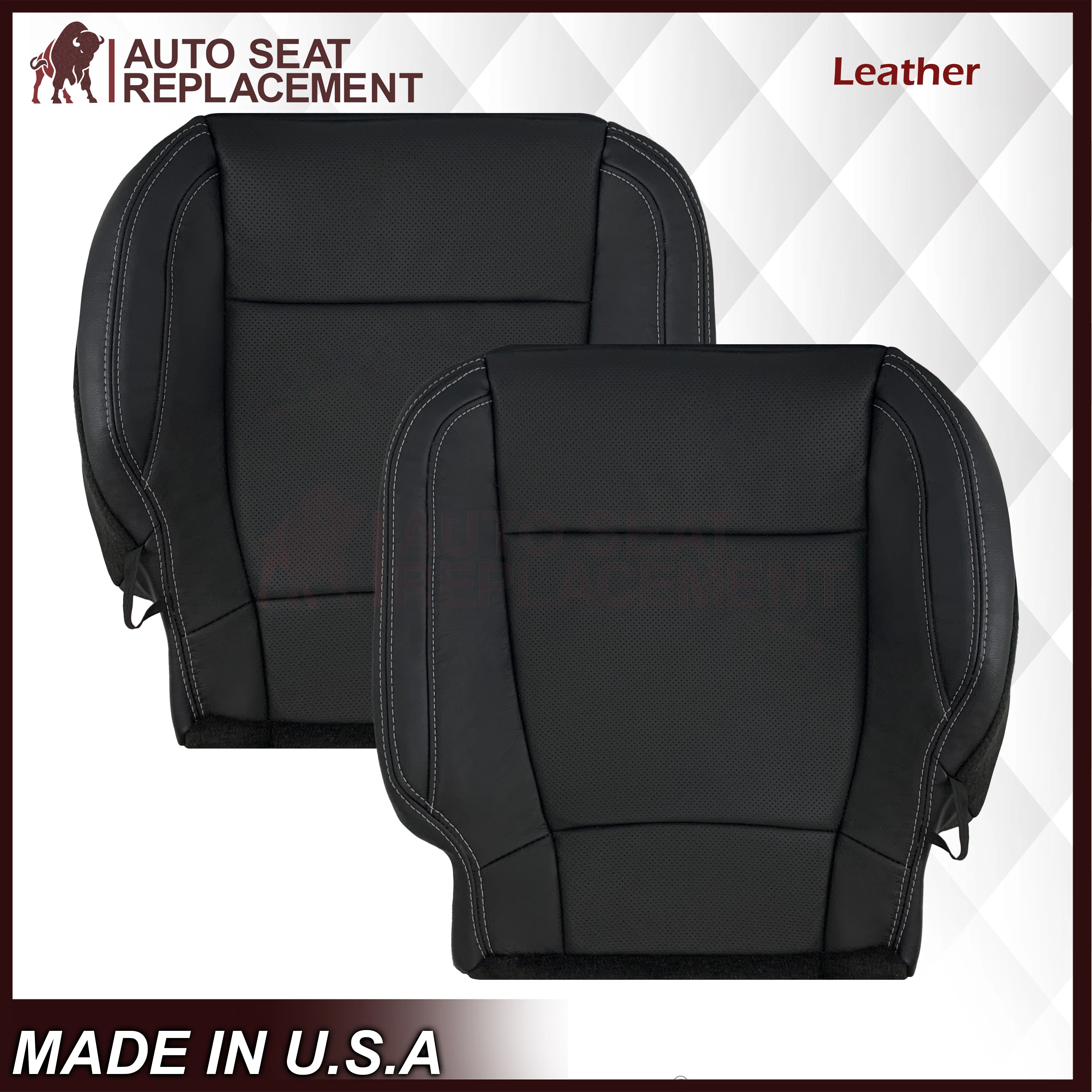 2015-2017 Ford F150 Lariat Charcoal Black Replacement Seat Covers in Leather or Synthetic Leather - Image 25