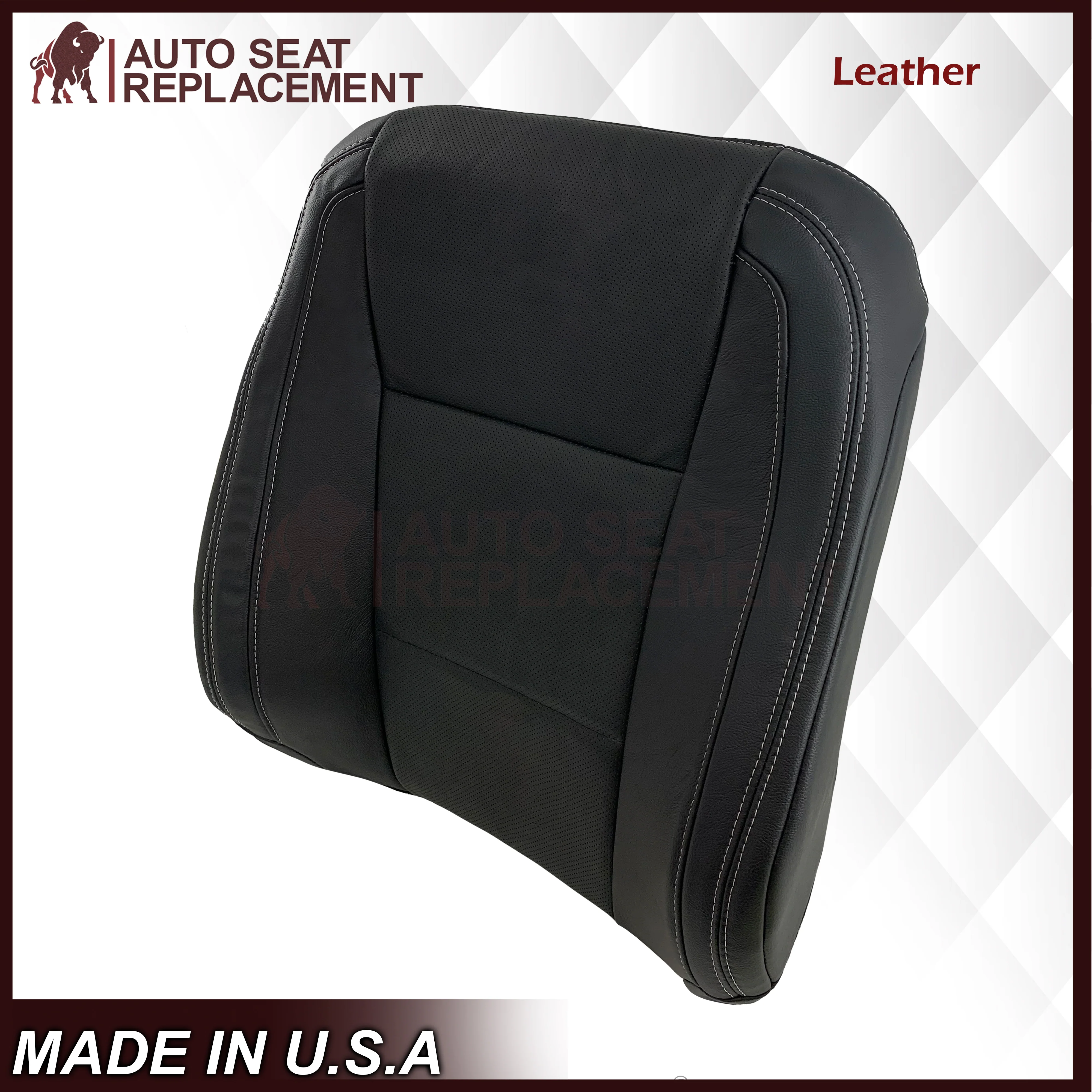 2015-2017 Ford F150 Lariat Charcoal Black Replacement Seat Covers in Leather or Synthetic Leather - Image 5