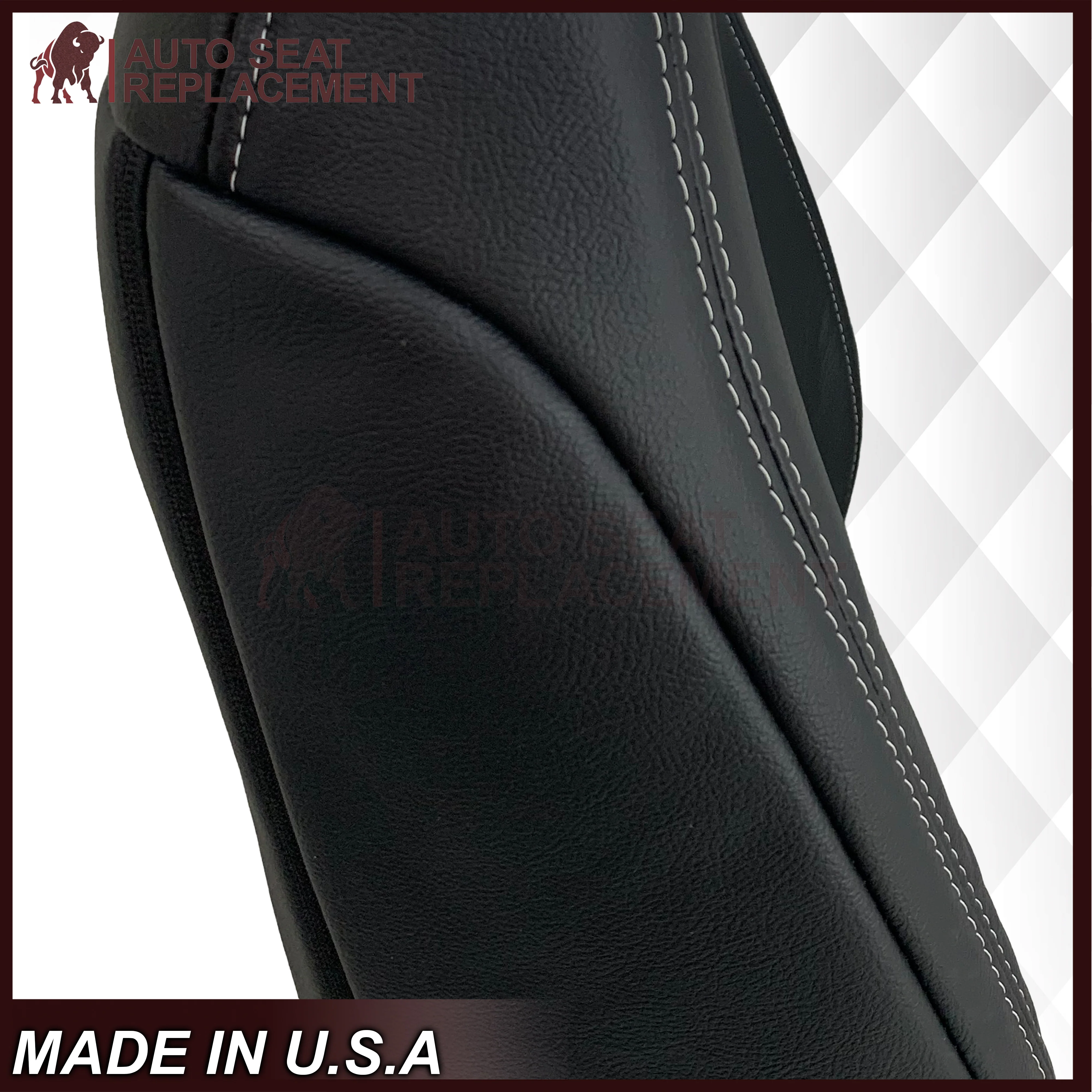 2015-2017 Ford F150 Lariat Charcoal Black Replacement Seat Covers in Leather or Synthetic Leather - Image 9