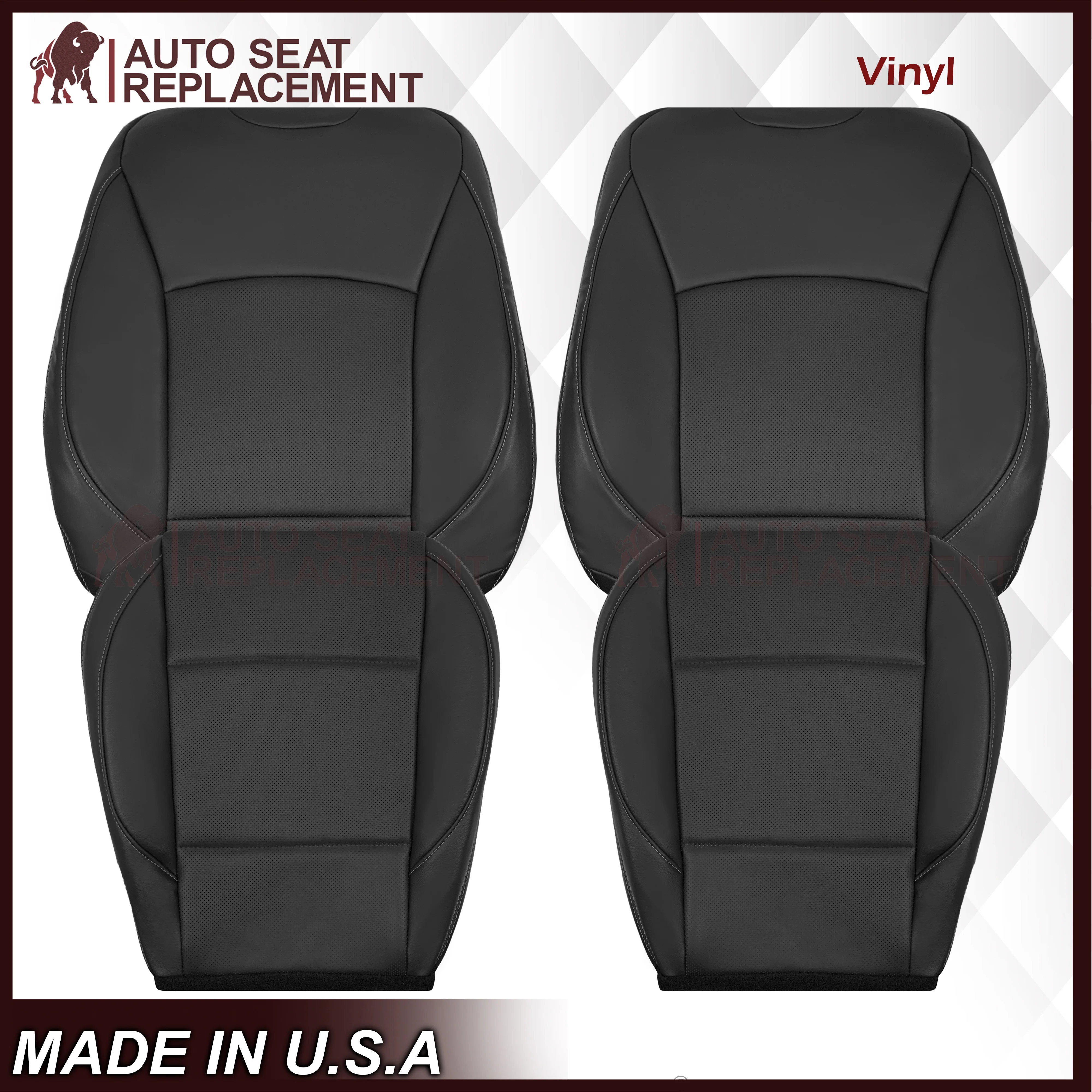 2015-2019 Subaru Outback LIMITED Replacement Leather Seat Covers: Perforated, Black - Image 33