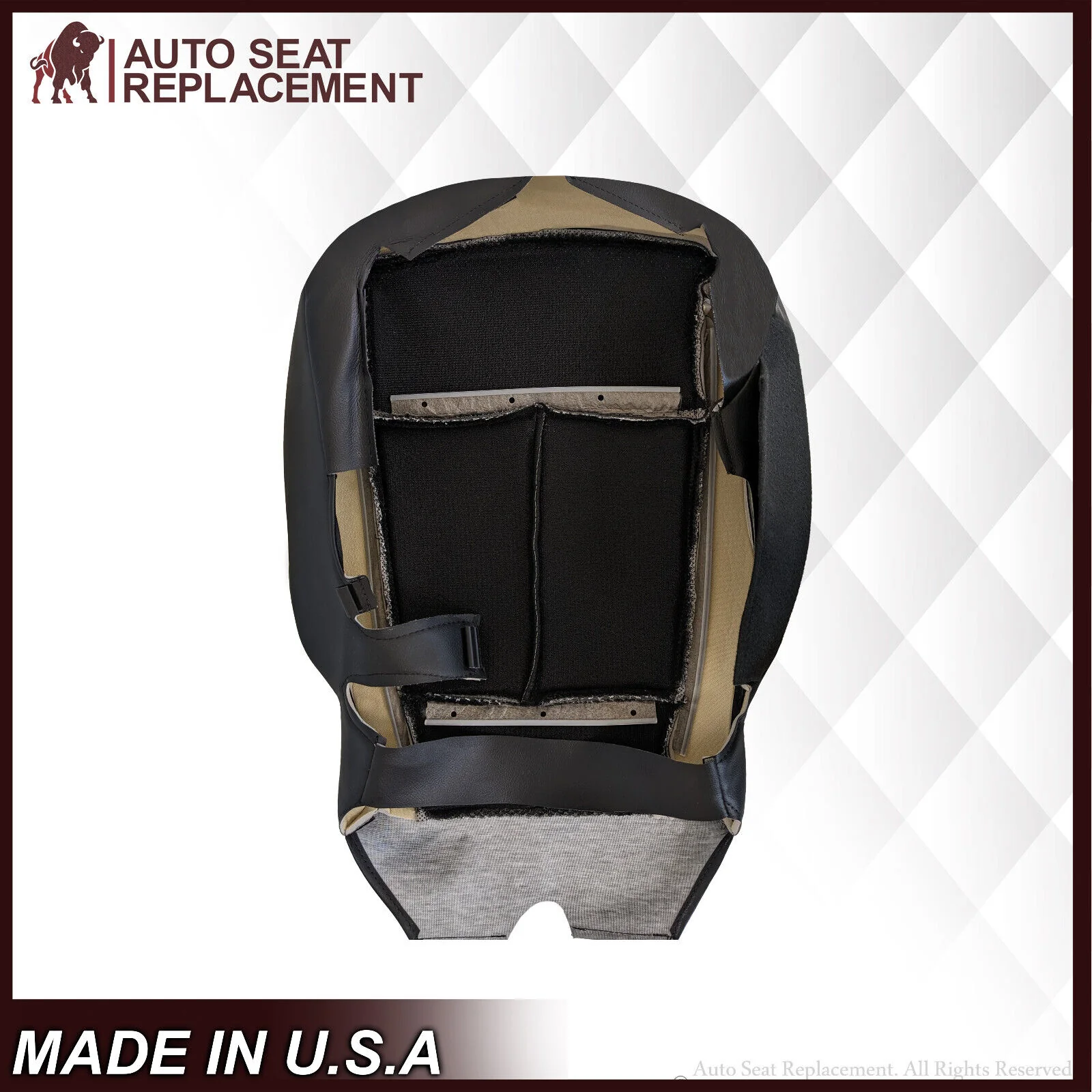 2015 - 2021 Ford F150 Super Crew Perforated Leather or Synthetic Leather Bottom Seat Cover In Black - Image 5