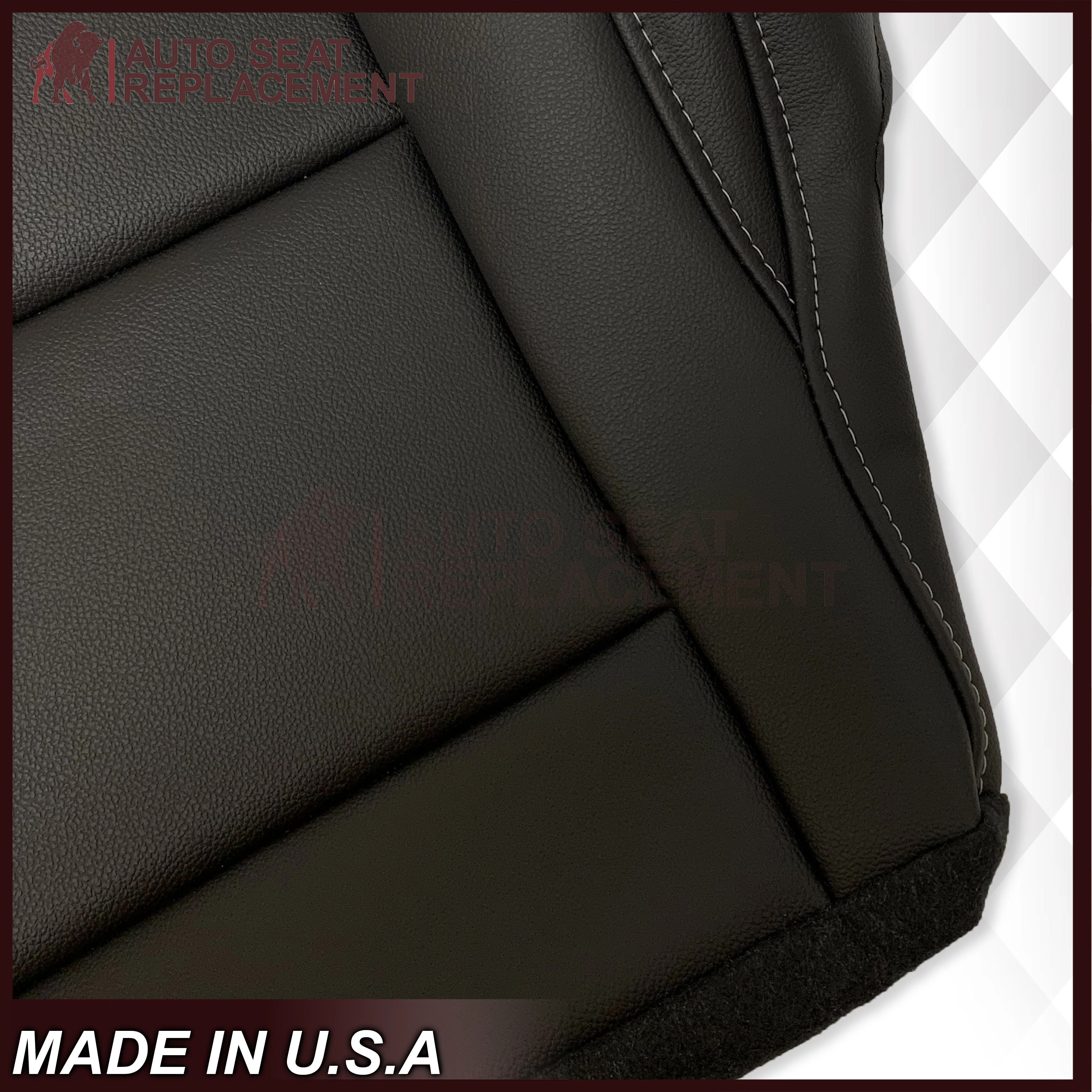 2015-2022 GMC Canyon Bottom Seat Covers Black: Choose In Genuine Leather OR Synthetic Leather - Image 2
