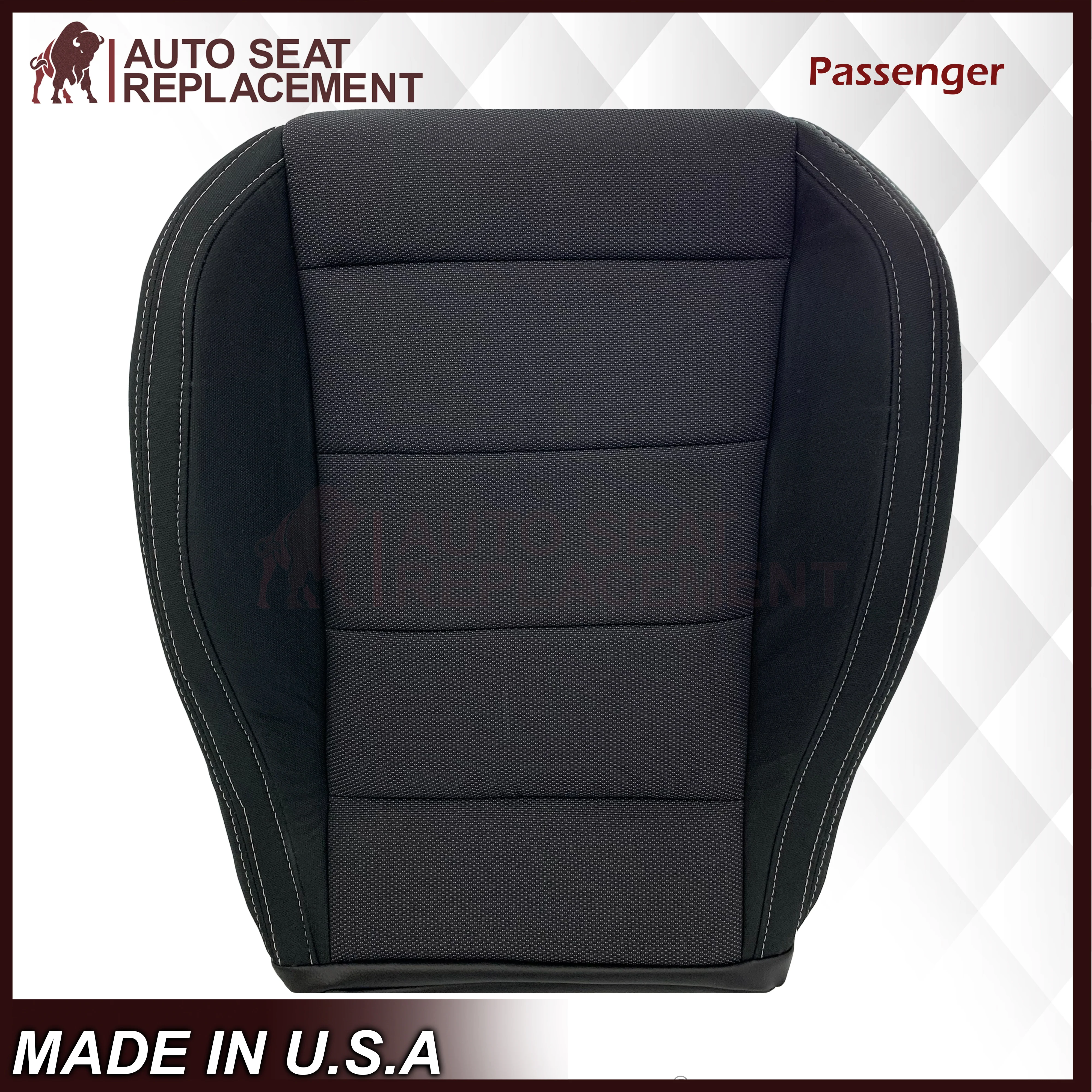 2015-2023 Ford Mustang GT Coupe V6 V8 Cloth (Fabric) Replacement Bottom Seat Covers In Black: Choose Your Side - Image 8