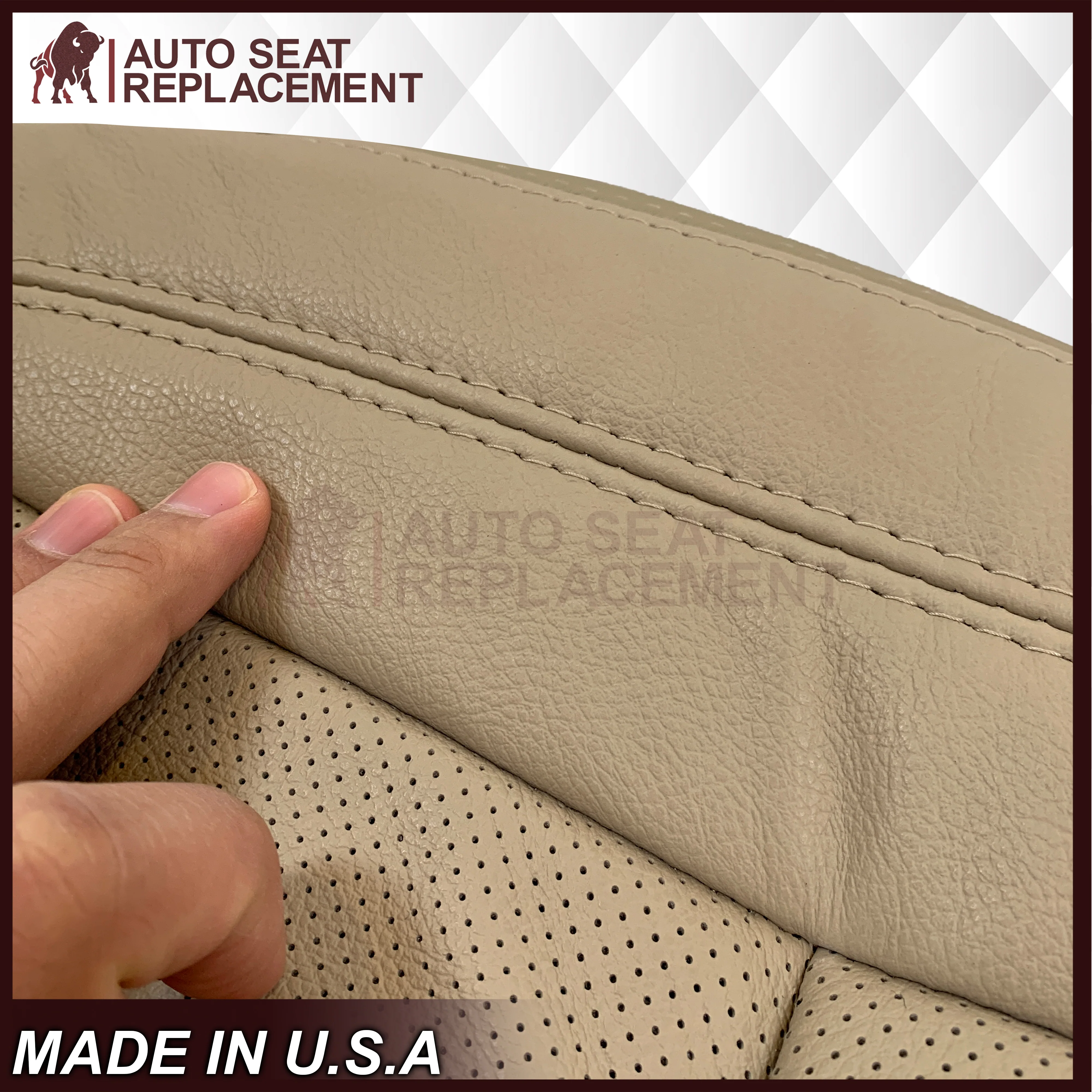 2016-2019 Ford Explorer Limited Replacement Leather or Synthetic Leather Seat Cover: Tan Perforated - Image 7