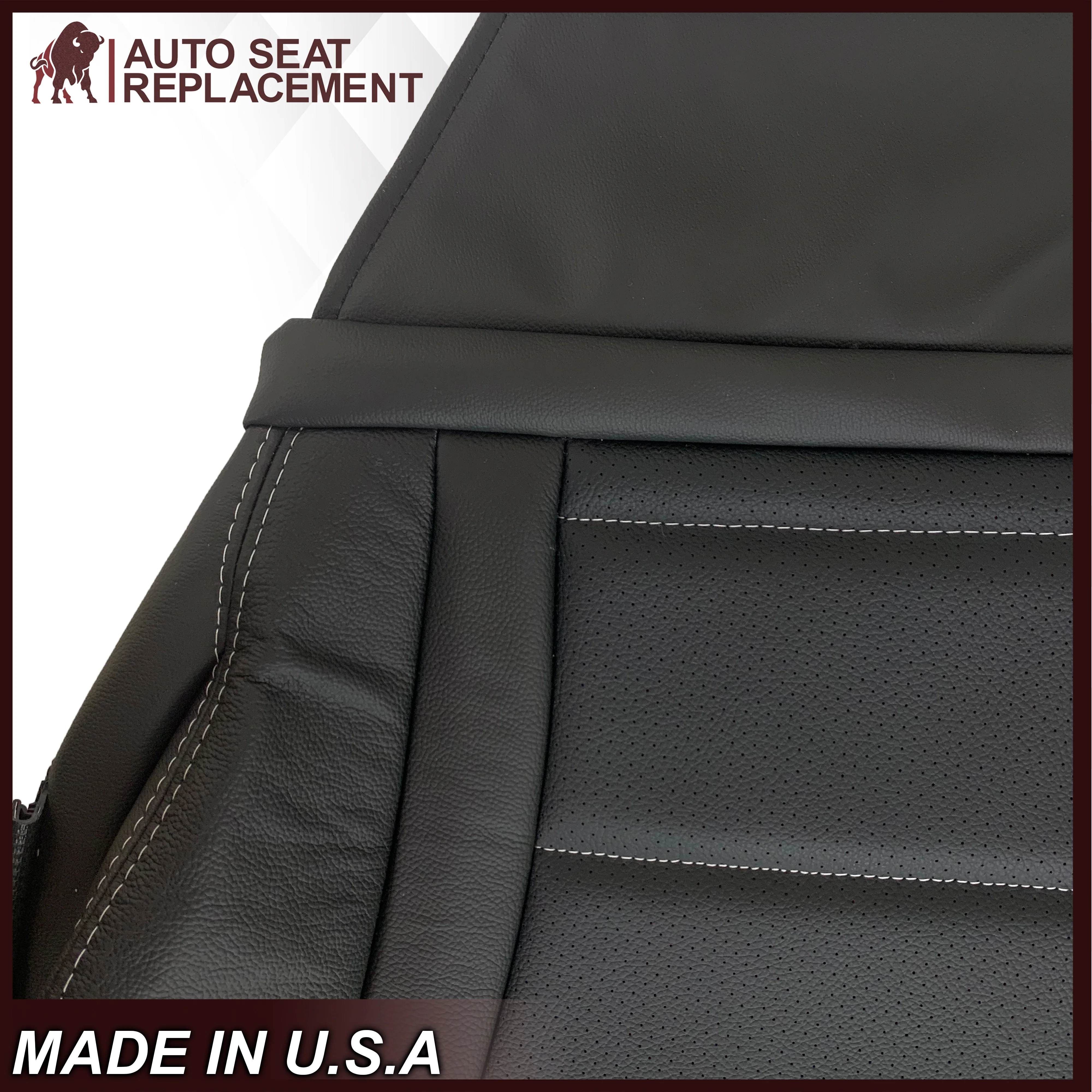 2016 - 2022 Mercedes Benz GLC Class C250, C300, C350 Driver OR Passenger Bottom Leather Seat Cover in Perforated Black - Image 13