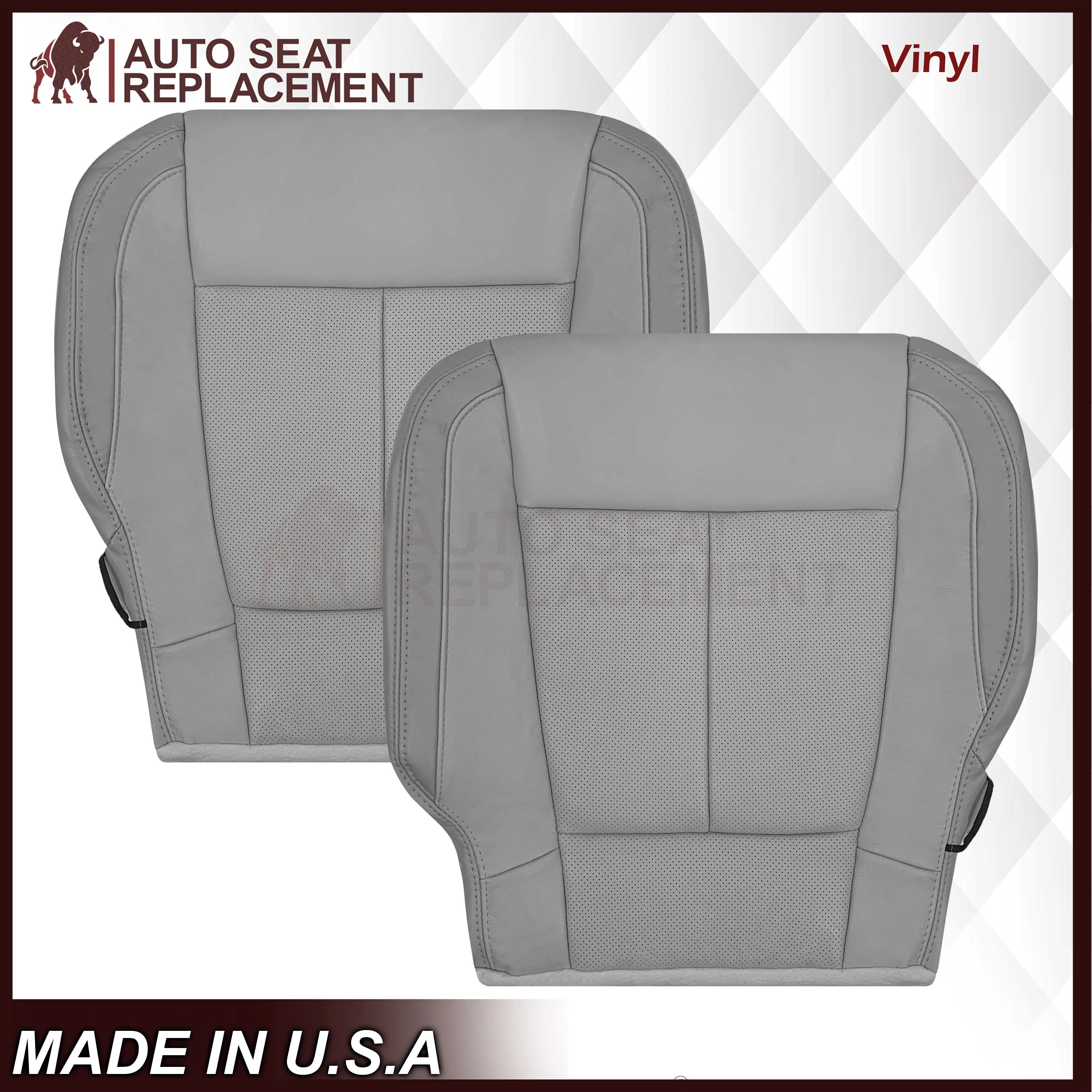2018-2020 Ford F-150 Lariat Replacement Cowhide Leather or Synthetic Leather Seat Cover: Gray, Perforated - Image 15