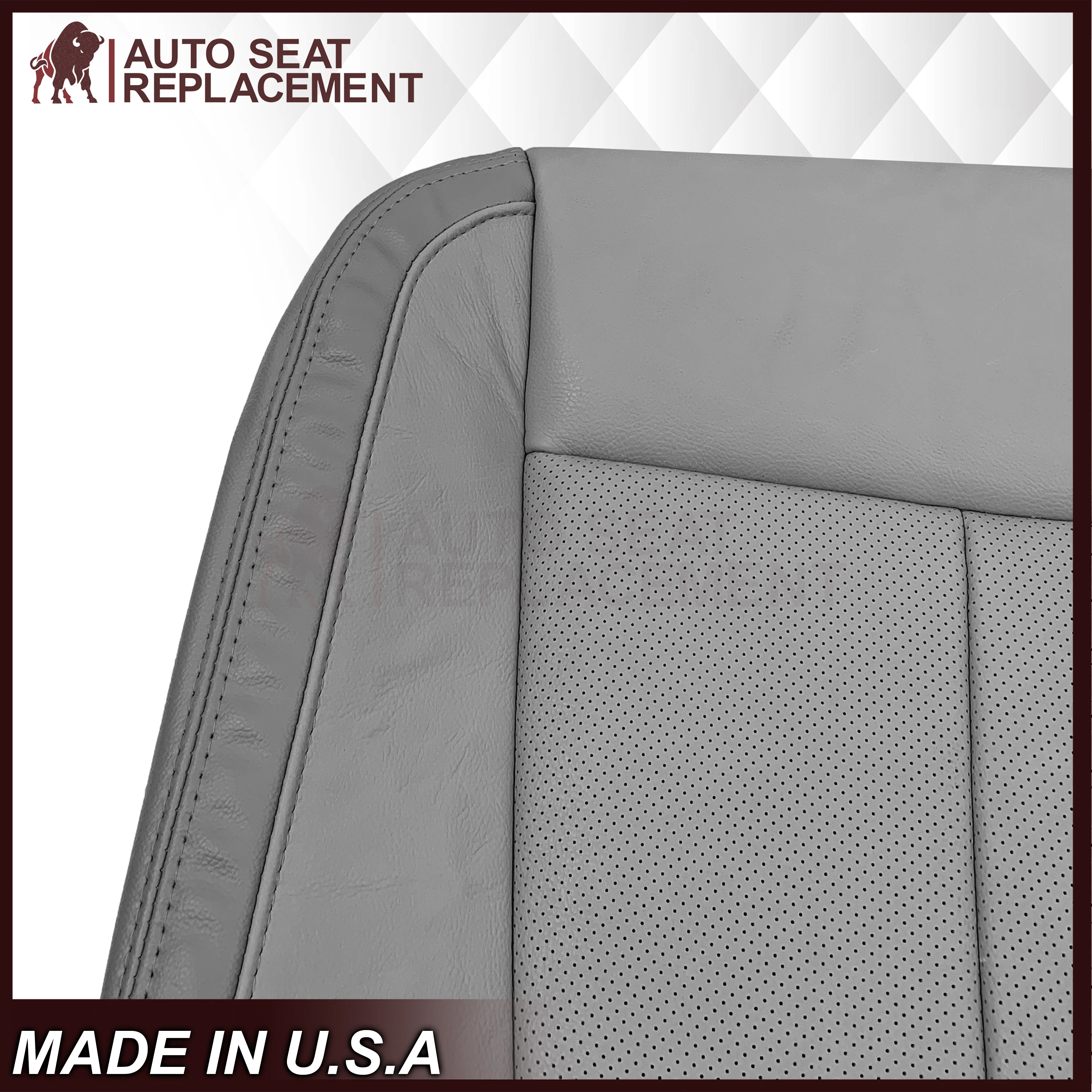 2018-2020 Ford F-150 Lariat Replacement Cowhide Leather or Synthetic Leather Seat Cover: Gray, Perforated - Image 6