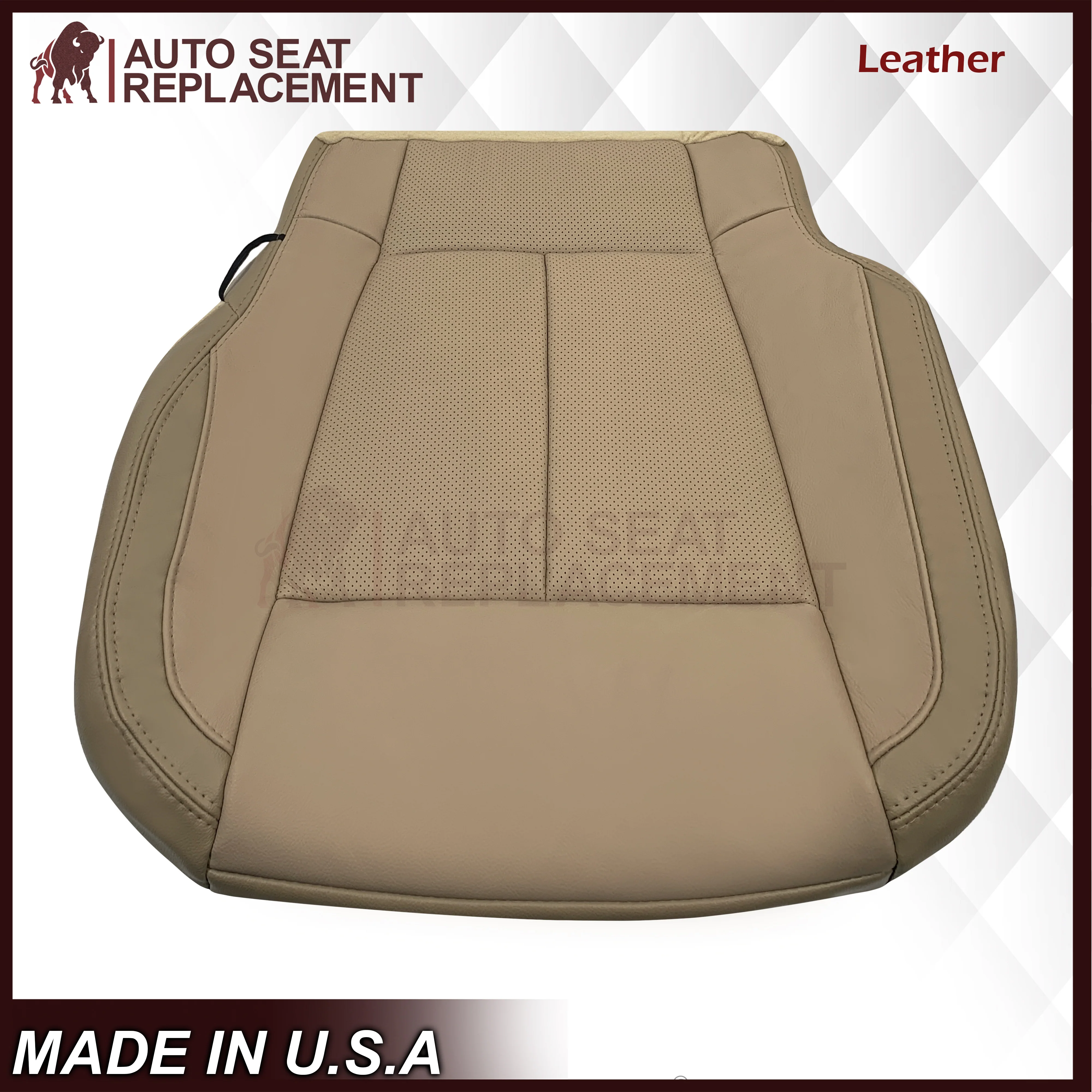 2018-2020 Ford F-150 Lariat Replacement Leather Seat Cover: Tan, Perforated - Image 6