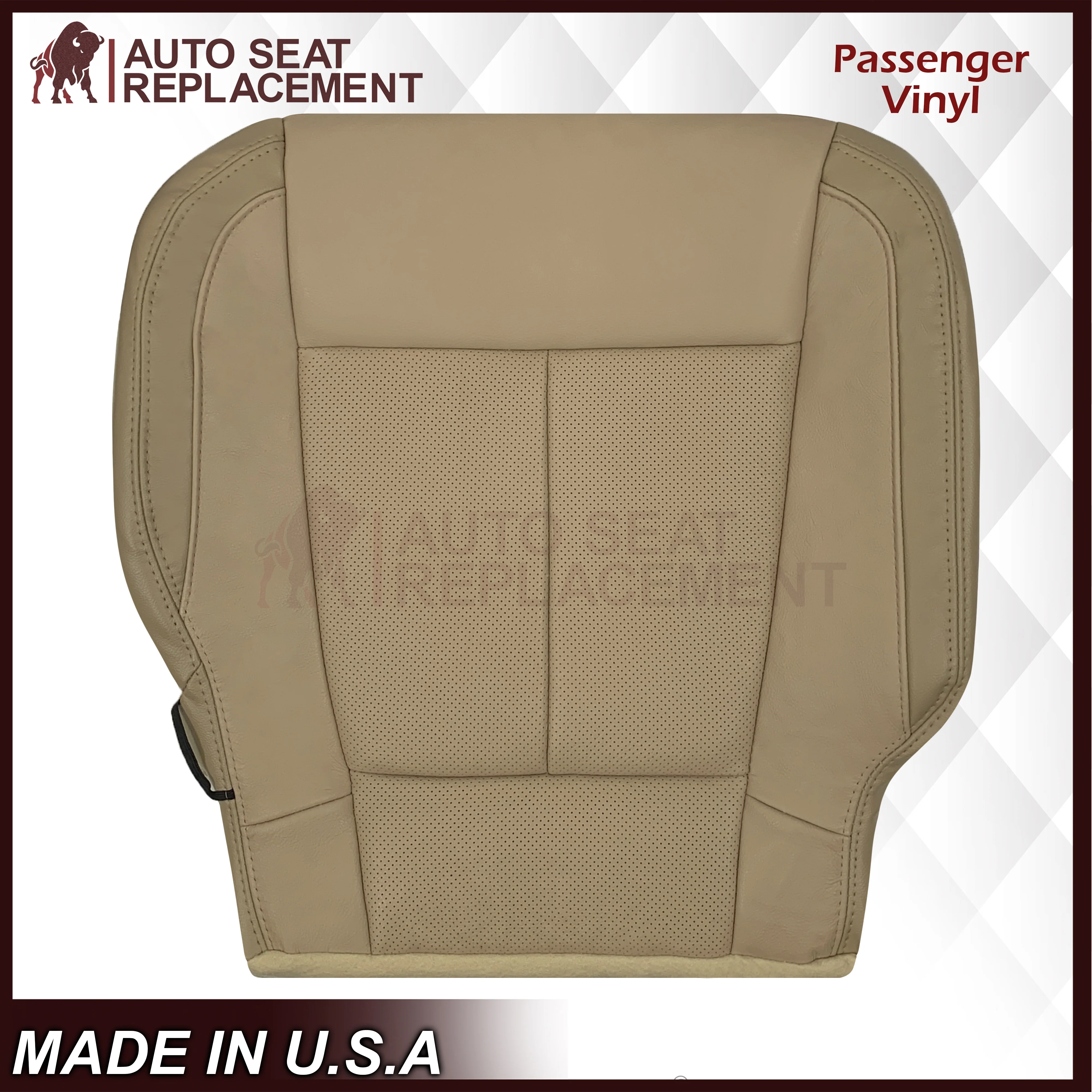 2018-2020 Ford F-150 Lariat Replacement Leather Seat Cover: Tan, Perforated - Image 9