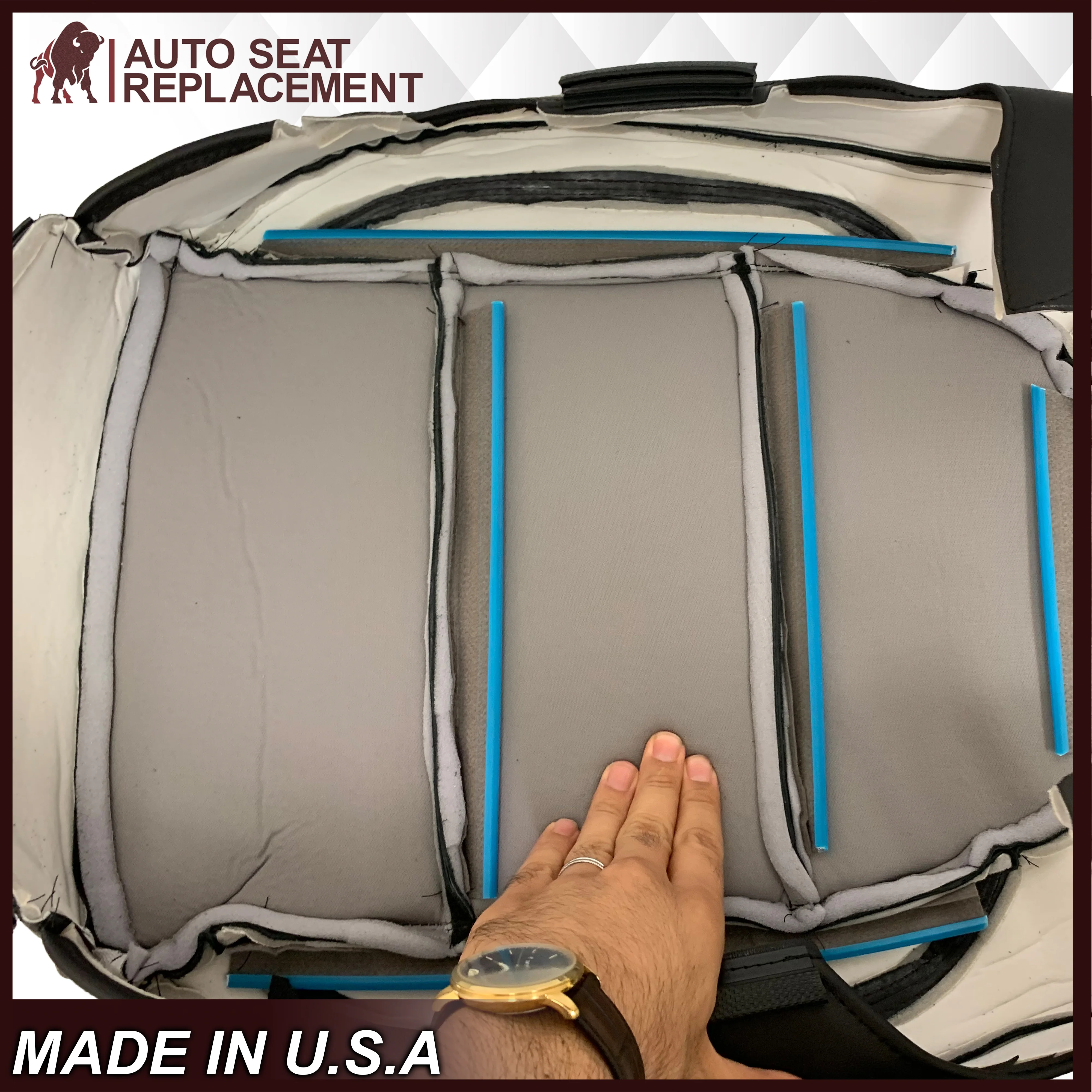 2019-2022 Chevy Silverado & GMC Sierra Non-Perforated Replacement Seat Cover in Black : Choose Your Side & Material - Image 18